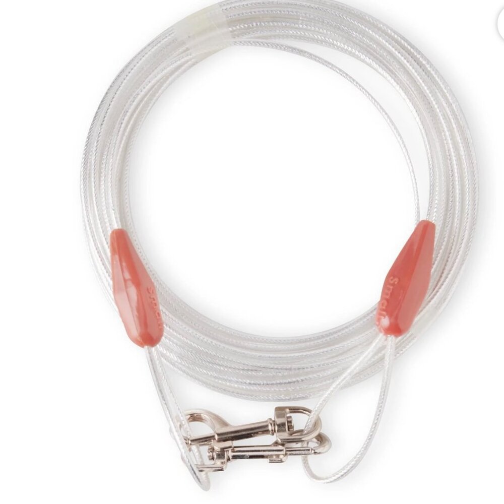 Vibrant Life 25ft Reflective Vinyl-Covered Tie-Out Cable for Dogs Up To 35 Pound